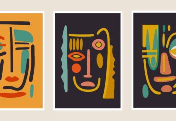 Set,Of,Contemporary,Art,Posters.,Native,Face,Mask,Abstract,Shapes.